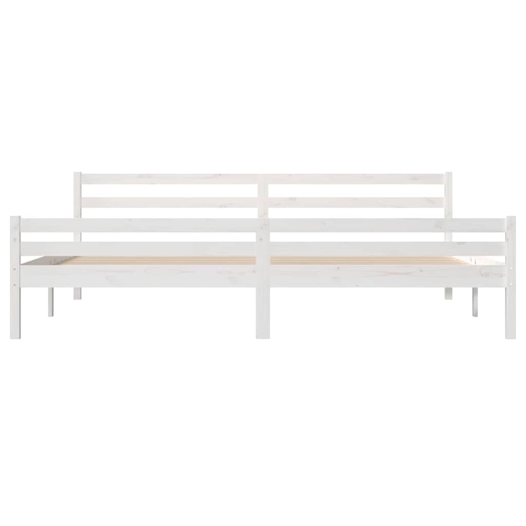 Bed Frame | White | Solid Pine Wood, Plywood | Double | Modern