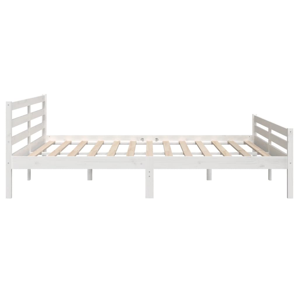 Bed Frame | White | Solid Pine Wood, Plywood | Double | Modern