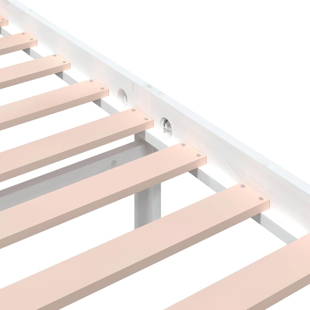 Bed Frame | White | Solid Pine Wood, Plywood | Double | Modern