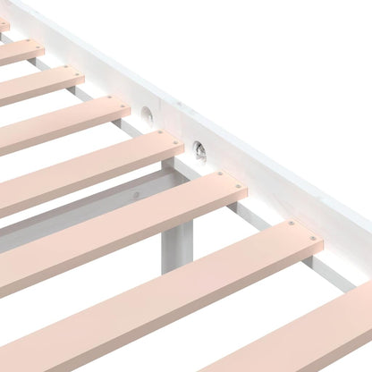 Bed Frame | White | Solid Pine Wood, Plywood | Double | Modern