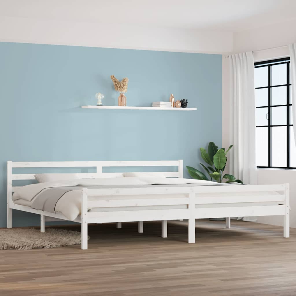 Bed Frame | White | Solid Pine Wood, Plywood | Double | Modern