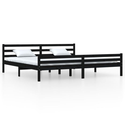 Bed Frame | Black | Solid pine wood, Plywood | Double | Durable