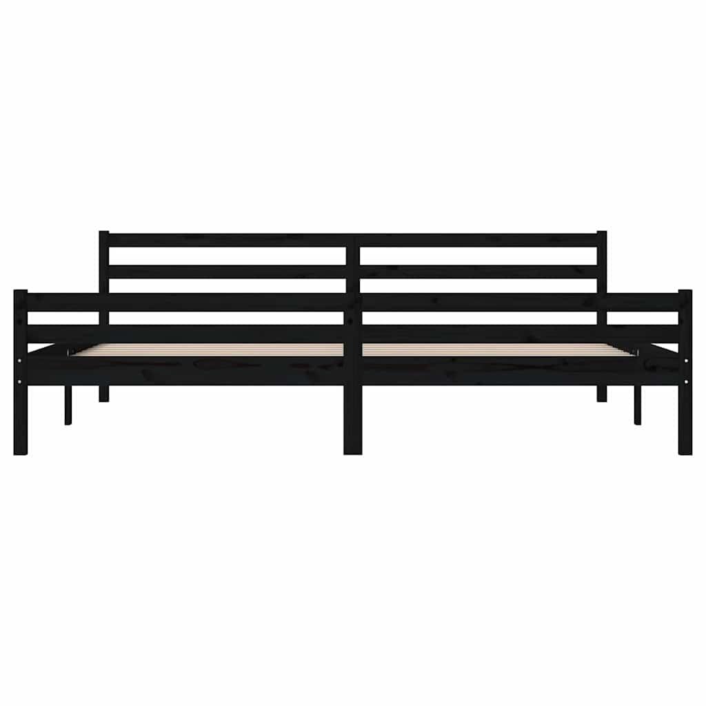 Bed Frame without Mattress Black Solid Wood 200x200 cm