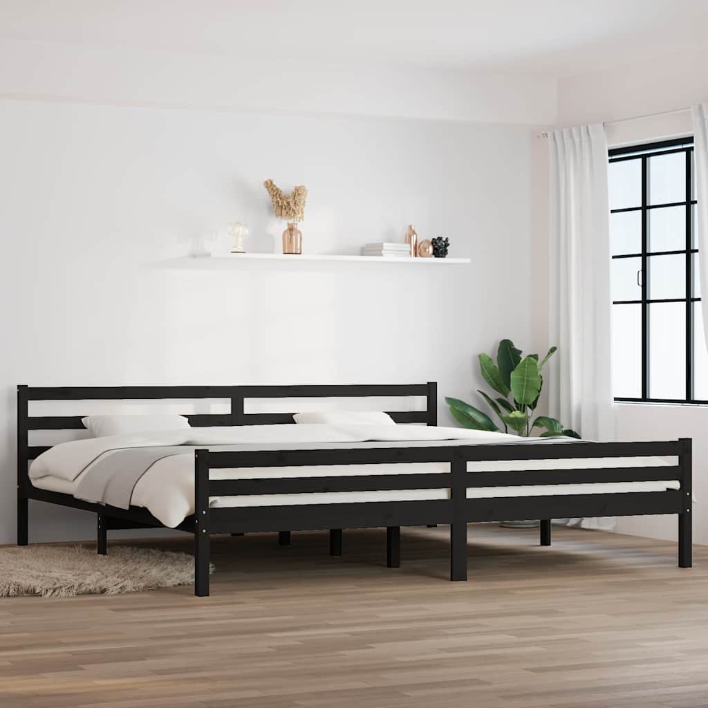 Bed Frame without Mattress Black Solid Wood 200x200 cm