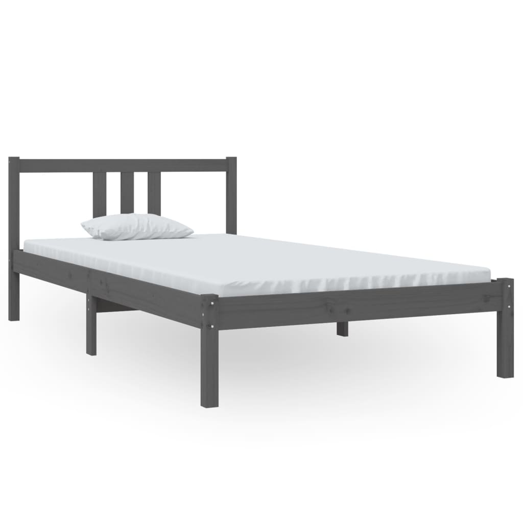 Bed Frame | Grey | Solid pine wood | Single |  Simple | Bed Frame