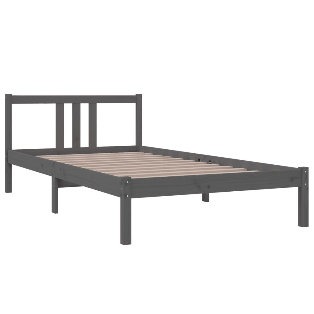 Bed Frame | Grey | Solid pine wood | Single |  Simple | Bed Frame