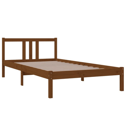Bed Frame | Honey brown | Solid pine wood with plywood slats | Single