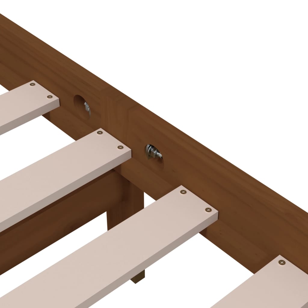Bed Frame | Honey brown | Solid pine wood with plywood slats | Single