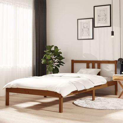 Bed Frame | Honey brown | Solid pine wood with plywood slats | Single