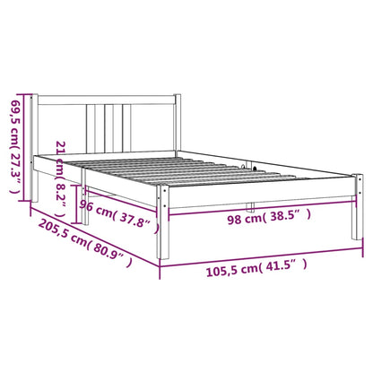 Bed Frame | Black | Solid pine wood | Single | Durable | Bed Frame
