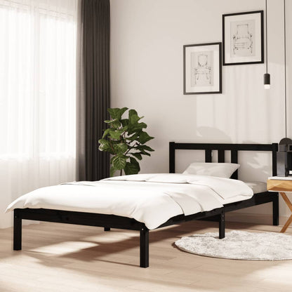 Bed Frame | Black | Solid pine wood | Single | Durable | Bed Frame