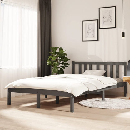 Bed Frame | Grey | Solid pine wood, Plywood | 120x200 cm | Bed Frame