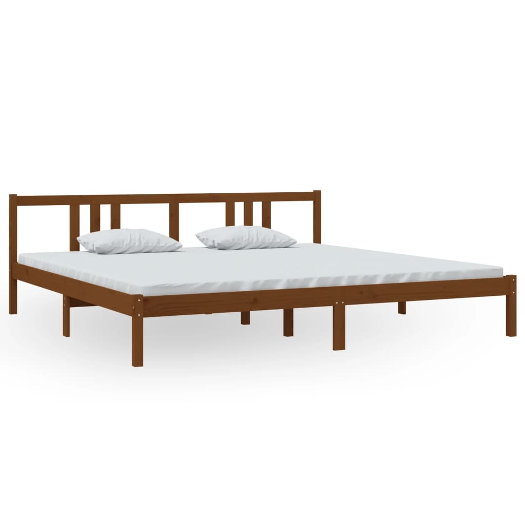 Bed Frame | Honey Brown | Solid Pine Wood, Plywood | 200x200 cm