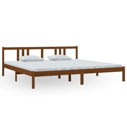 Bed Frame | Honey Brown | Solid Pine Wood, Plywood | 200x200 cm