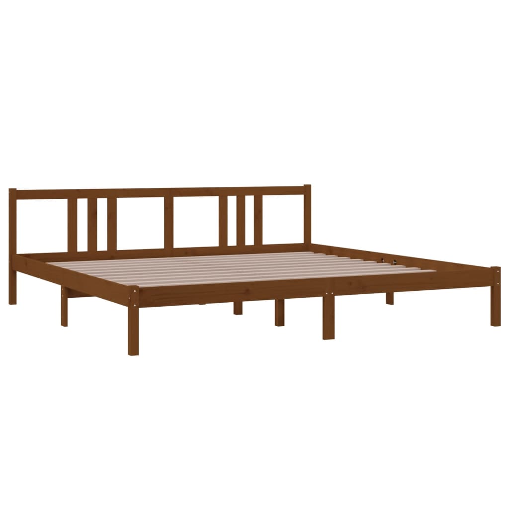 Bed Frame | Honey Brown | Solid Pine Wood, Plywood | 200x200 cm