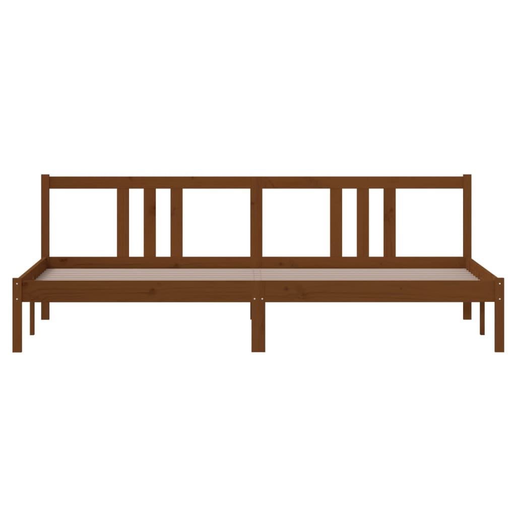 Bed Frame | Honey Brown | Solid Pine Wood, Plywood | 200x200 cm
