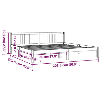 Bed Frame | Honey Brown | Solid Pine Wood, Plywood | 200x200 cm