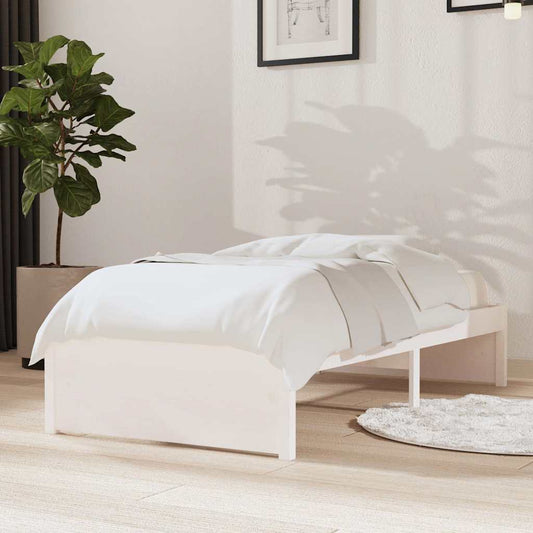Bed Frame without Mattress White Solid Wood 75x190 cm