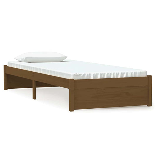 Bed Frame without Mattress Honey Brown Solid Wood 75x190 cm
