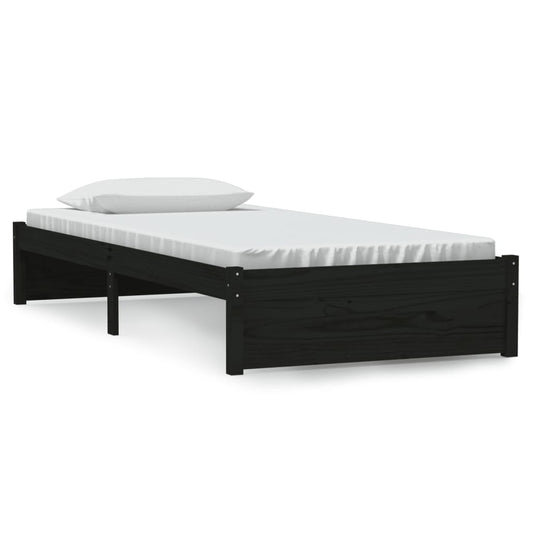 Bed Frame without Mattress Black Solid Wood 90x190 cm Single