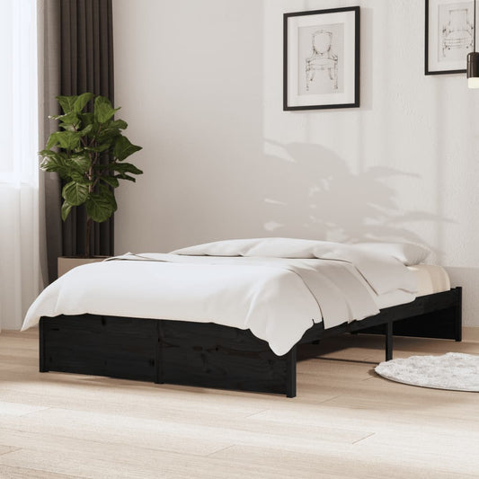 Bed Frame without Mattress Black Solid Wood 120x190 cm