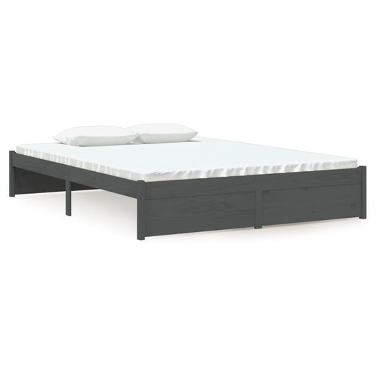 Bed Frame without Mattress Grey Solid Wood 135x190 cm Double