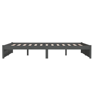 Bed Frame Grey Solid Wood 140x200 cm
