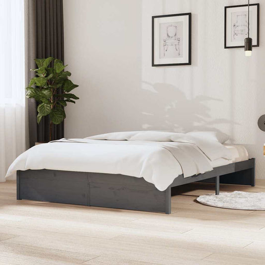 Bed Frame without Mattress Grey Solid Wood 140x200 cm