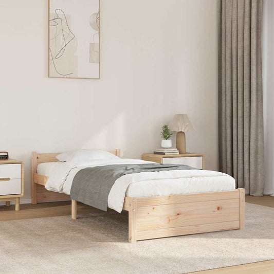 Bed Frame without Mattress Solid Wood 75x190 cm Small Single