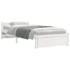 Bed Frame without Mattress White Solid Wood 75x190 cm Small Single