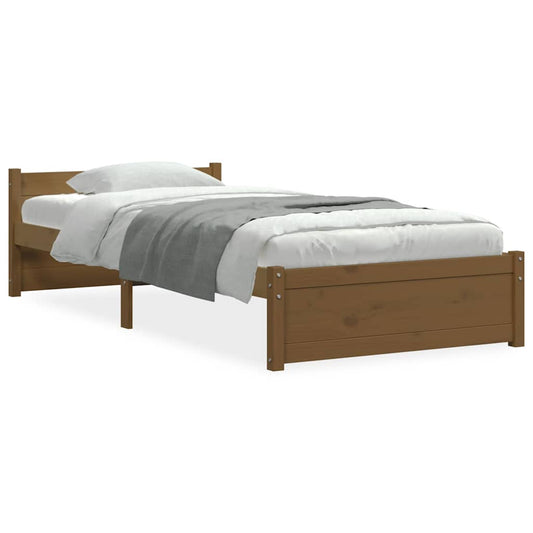 Bed Frame without Mattress Honey Brown Solid Wood 75x190 cm
