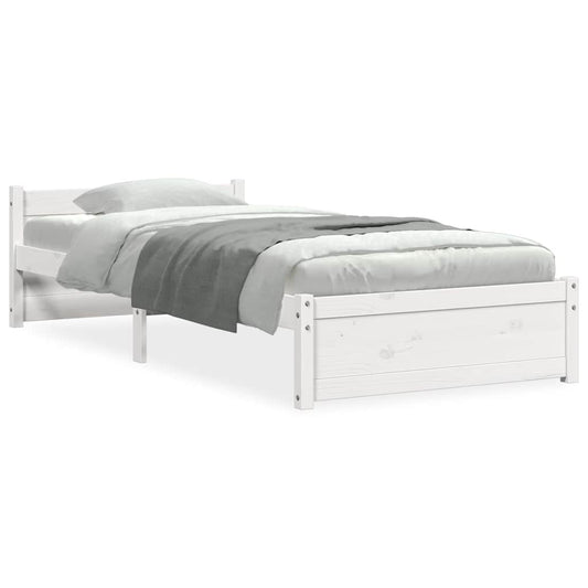Bed Frame without Mattress White Solid Wood 90x190 cm Single