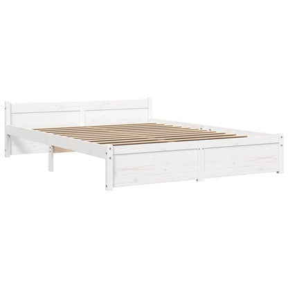 Bed Frame without Mattress White Solid Wood 135x190 cm Double Double