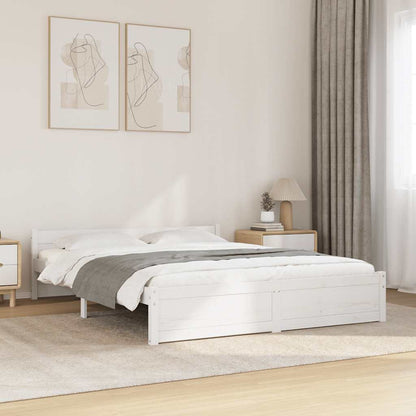 Bed Frame without Mattress White Solid Wood 140x190 cm