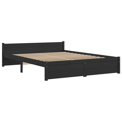 Bed Frame | Black | Solid pine wood | Double | Bed Frame | Rectangular