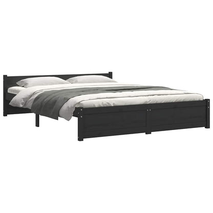 Bed Frame | Black | Solid pine wood | Double | Bed Frame | Rectangular