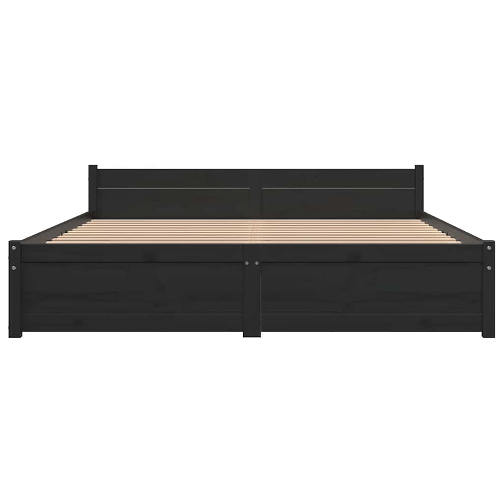 Bed Frame | Black | Solid pine wood | Double | Bed Frame | Rectangular