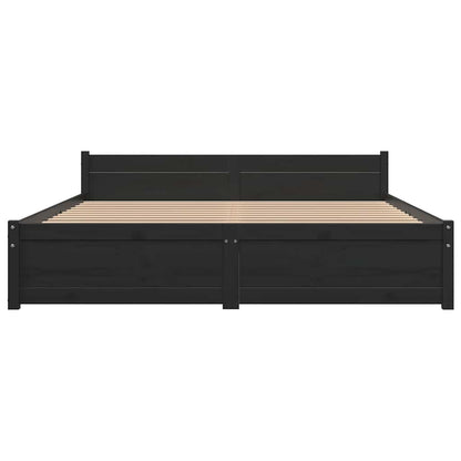 Bed Frame | Black | Solid pine wood | Double | Bed Frame | Rectangular