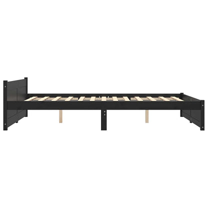 Bed Frame | Black | Solid pine wood | Double | Bed Frame | Rectangular