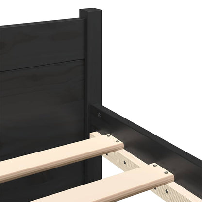 Bed Frame | Black | Solid pine wood | Double | Bed Frame | Rectangular
