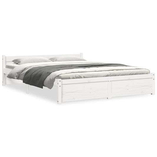 Bed Frame without Mattress White Solid Wood 150x200 cm King Size
