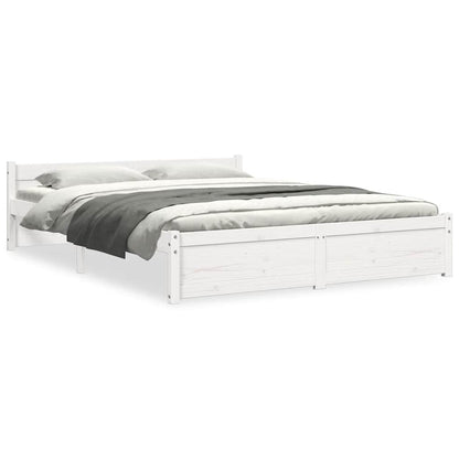 Bed Frame without Mattress White Solid Wood 160x200 cm