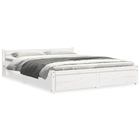 Bed Frame without Mattress White Solid Wood 160x200 cm