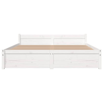 Bed Frame without Mattress White Solid Wood 160x200 cm