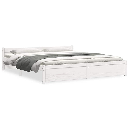 Bed Frame without Mattress White Solid Wood 180x200 cm