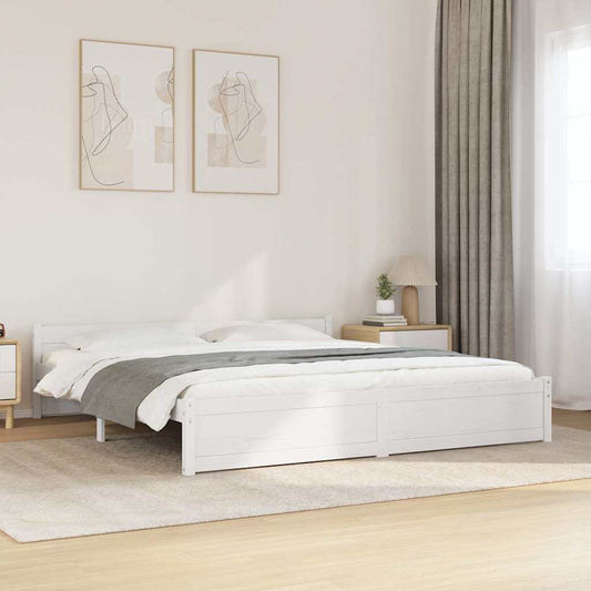 Bed Frame without Mattress White Solid Wood 180x200 cm