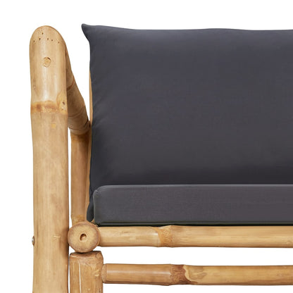2 Piece Patio Lounge Set with Dark Gray Cushions Bamboo