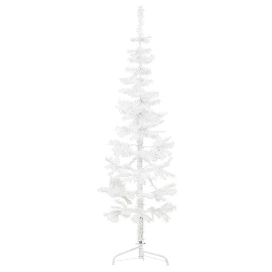 Artificial Half Christmas Tree White PVC, Steel Slim