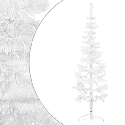 Artificial Half Christmas Tree White PVC, Steel Slim