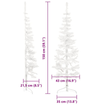 Artificial Half Christmas Tree White PVC, Steel Slim